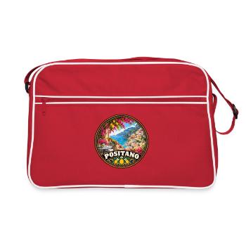 Positano Italien Mittelmeer Küste Urlaub - Retro Tasche - Rot/Weiß - Vorne