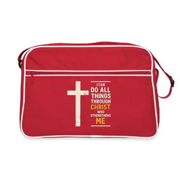 Ich kann alles durch Christus tun, der - Retro Tasche - Rot/Weiß - Vorne