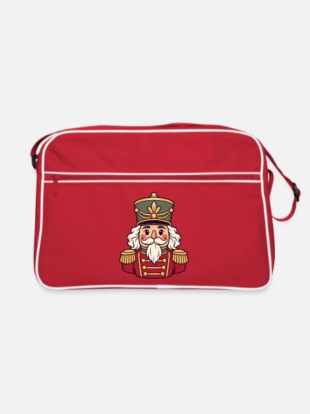 Nussknacker Goldknöpfe - Retro Tasche - Rot/Weiß
