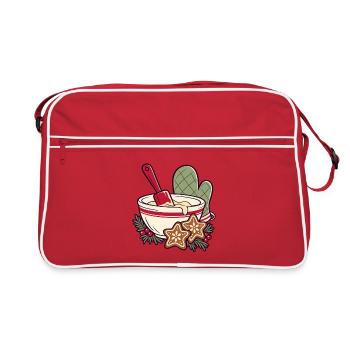 Kekszeit im Schüssel-Design - Retro Tasche - Rot/Weiß - Vorne