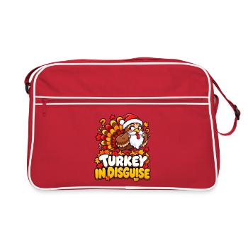 Turkey in Disguise Cartoon Christmas - Retro Tasche - Rot/Weiß - Vorne