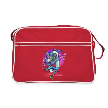Drache Kirschblüten Fantasy - Retro Tasche - Rot/Weiß - Vorne