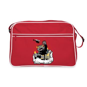  Catzilla Monsterkatze - Retro Tasche - Rot/Weiß - Vorne
