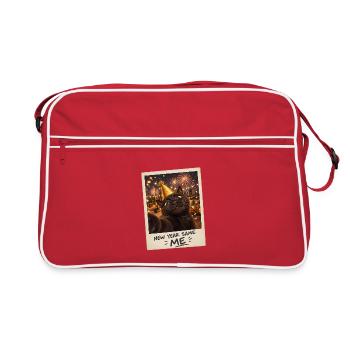 New Year Same Me Schwarze Katze Silvester - Retro Tasche - Rot/Weiß - Vorne