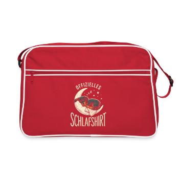 Dackel Offiziell Müde Schlafender Hund Auf Kissen - Retro Tasche - Rot/Weiß - Vorne