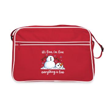 Schneemann: Lustig: Winter, Schnee, frohe Weihnachten - Retro Tasche - Rot/Weiß - Vorne
