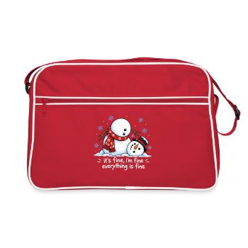 Lustiger Schneemann Frohe Weihnachten Winter-Schnee - Retro Tasche - Rot/Weiß - Vorne
