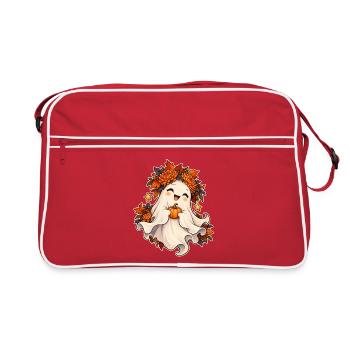 Geist mit Blumenkranz - Retro Tasche - Rot/Weiß - Vorne