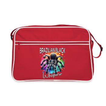 Schwarze Vogelspinne Flüsterer - Retro Tasche - Rot/Weiß - Vorne