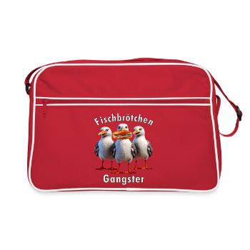 Möven Fischbrötchen Diebe - Retro Tasche - Rot/Weiß - Vorne