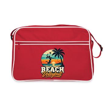 Beachvolleyball Sunset – Retro Beach Vibes - Retro Tasche - Rot/Weiß - Vorne