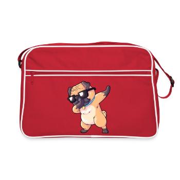 Mops Dab - Retro Tasche - Rot/Weiß - Vorne