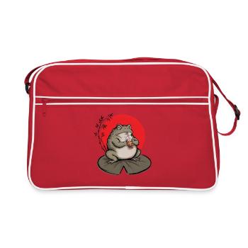 Kröte trinkt Bubble Tea Tuschezeichnung - Retro Tasche - Rot/Weiß - Vorne