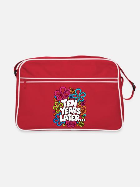 Lustig, zehn Jahre später, sogar zehn Jahre Jubiläum - Retro Tasche - Rot/Weiß