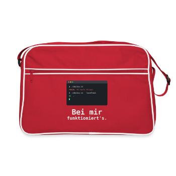 Bei mir funktioniert's - Programmierer Shirt - Retro Tasche - Rot/Weiß - Vorne