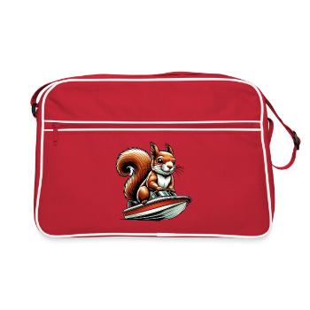 Bateau à moteur, Sport, Écureuil, Noix, Amoureux Des Animaux - Sac Retro - rouge/blanc - Devant
