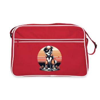 Design de golf Funny Border Collie pour les golfeurs - Sac Retro - rouge/blanc - Devant
