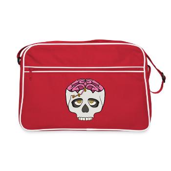 Pink brain in the skull - Retro Bag - red/white - Front