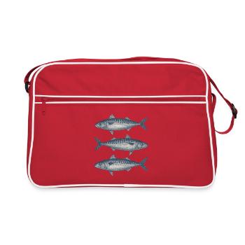 Vintage Fish Illustration Set - Retro Bag - red/white - Front