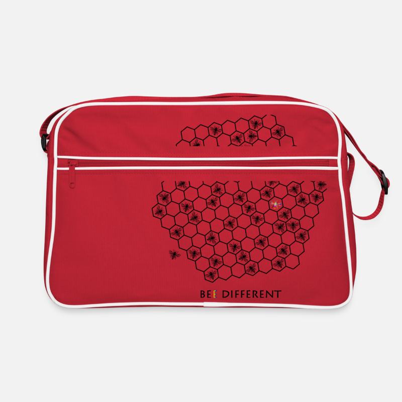 bee different biene wabe honig imker bienen - Retro Tasche - Rot/Weiß