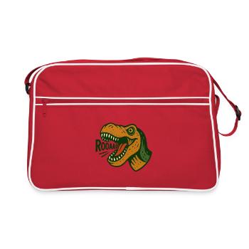 T-Rex head with loud roar - Retro Bag - red/white - Front
