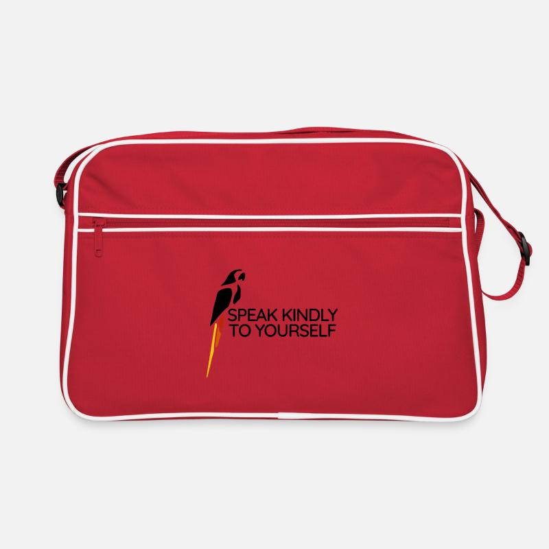 Perroquet - Parle-toi gentiment - Sac Retro - rouge/blanc