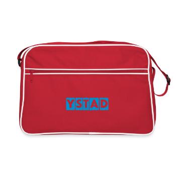 Ystad – Blue Text Design - Retro Bag - red/white - Front
