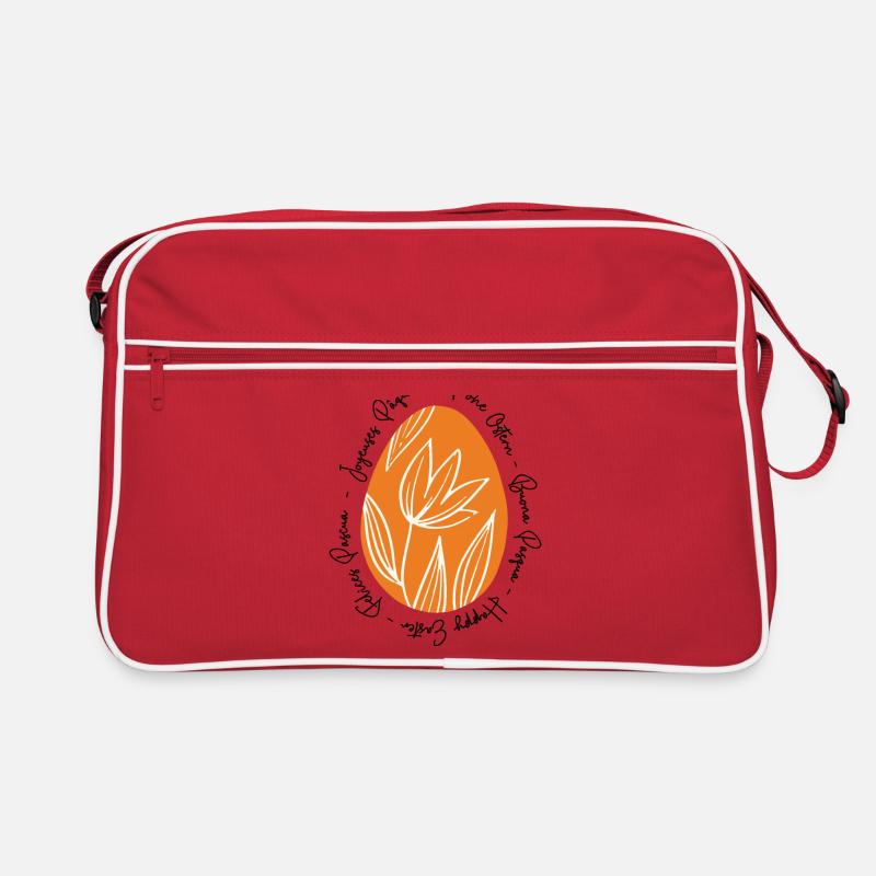 Osterei Happy Easter Frohe Ostern Ostergeschenk - Retro Tasche - Rot/Weiß