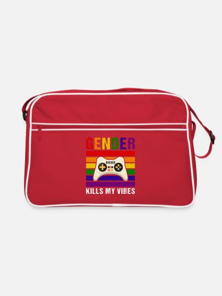 Gender kills my vibes,Gender - Retro Tasche - Rot/Weiß - Vorne