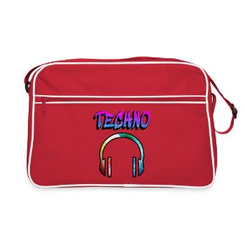 Listen to techno music, listen to music, listen to music, radio, gift - Retro Bag - red/white - Front