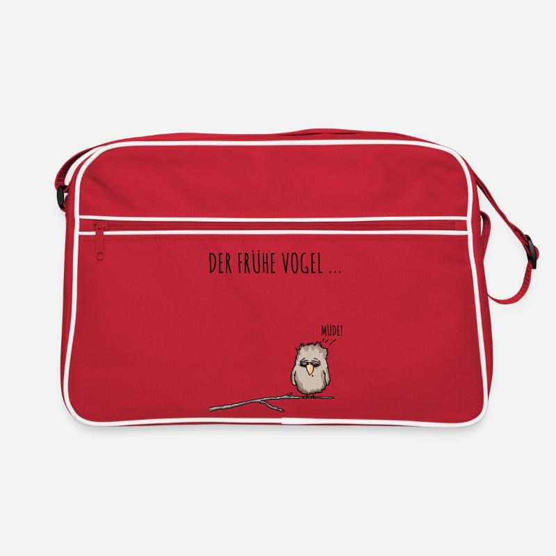 Der fruehe Vogel schwarz Retro Tasche