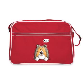 Berger des Shetland Chien - Shetland Sheepdog - Sac Retro - rouge/blanc - Devant