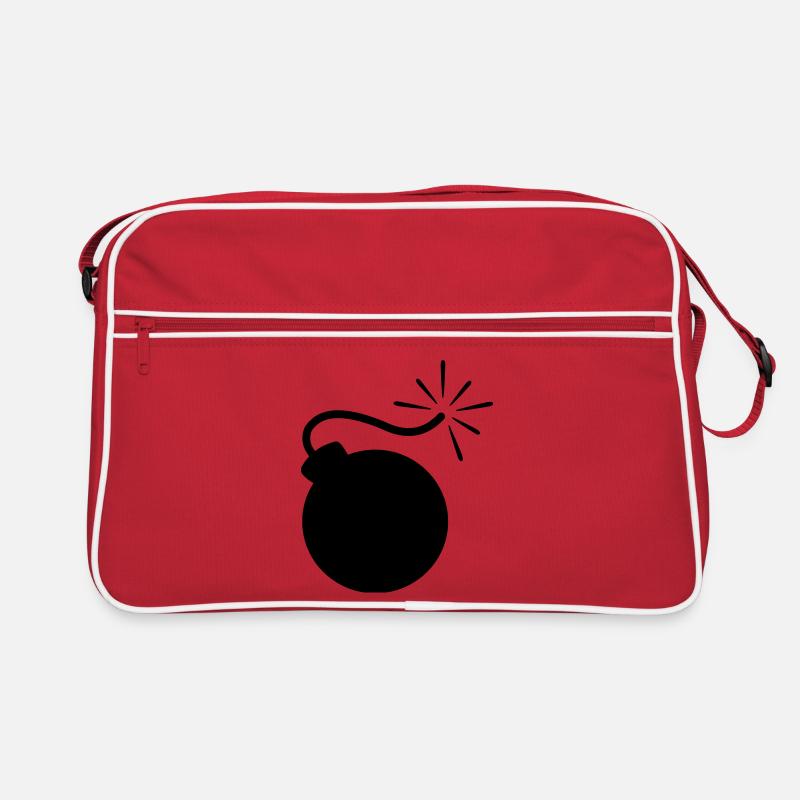 Brennende Bombe mit langem Sicherungslogo Retro Tasche