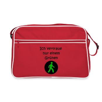 Vertraue nur einem Grünen - Retro Tasche - Rot/Weiß - Vorne