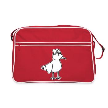 Seagull Anarchy – Vilain Maritime Hipster Art côtier - Sac Retro - rouge/blanc - Devant