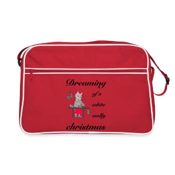 Noël laineux blanc, loup emblématique - Sac Retro - rouge/blanc - Devant