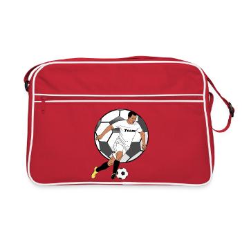 Teamgeist Fußballheld Trikot Illustration - Retro Tasche - Rot/Weiß - Vorne