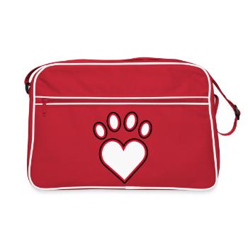 Pawprint Heart Emblem - Retro Bag - red/white - Front