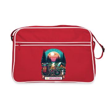 Évasion forestière au coucher du soleil à vélo - Sac Retro - rouge/blanc - Devant