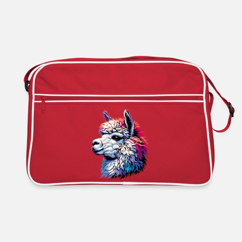 Alpaka - Retro Tasche - Rot/Weiß