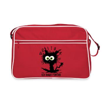 Abitur 2026 - Ich habe fertig - Gestresste Katze - Retro Tasche - Rot/Weiß - Vorne