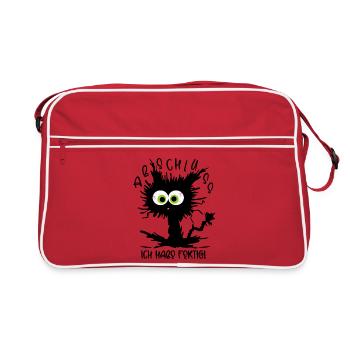 Abschluss 2026 Ich habe fertig - Gestresste Katze - Retro Tasche - Rot/Weiß - Vorne