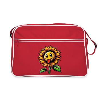 Sonnenblume - Retro Tasche - Rot/Weiß - Vorne