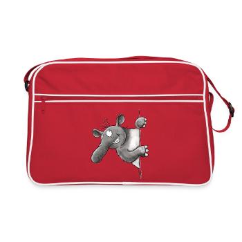 Drolliges Tapir I Cartoon Tiermotiv - Retro Tasche - Rot/Weiß - Vorne