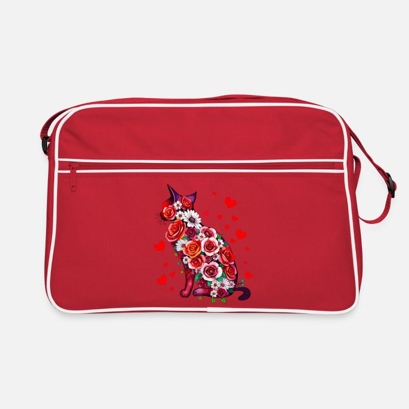 Fleurs Chat Sac Retro