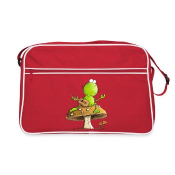 Frosch Mit Aktustik Gitarre Cottagecore Pilz - Retro Tasche - Rot/Weiß - Vorne