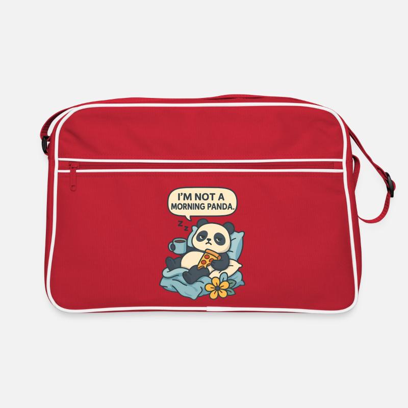Panda relaxant avec boisson et pizza Sac Retro