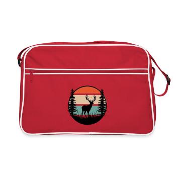 Deer Retro Silhouette in Nature - Retro Bag - red/white - Front