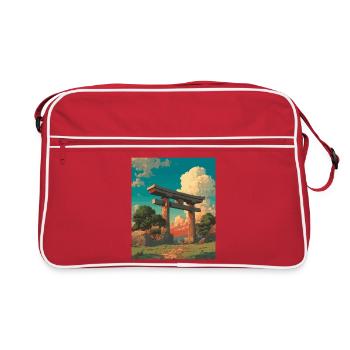 Coucher de soleil derrière la porte traditionnelle Torii - Sac Retro - rouge/blanc - Devant