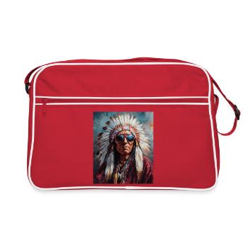 Chef indien avec des lunettes de soleil - Sac Retro - rouge/blanc - Devant